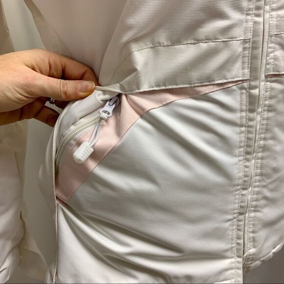 Bongo white winter ski jacket coat green pink detachable hood Sz S - Picture 8 of 16